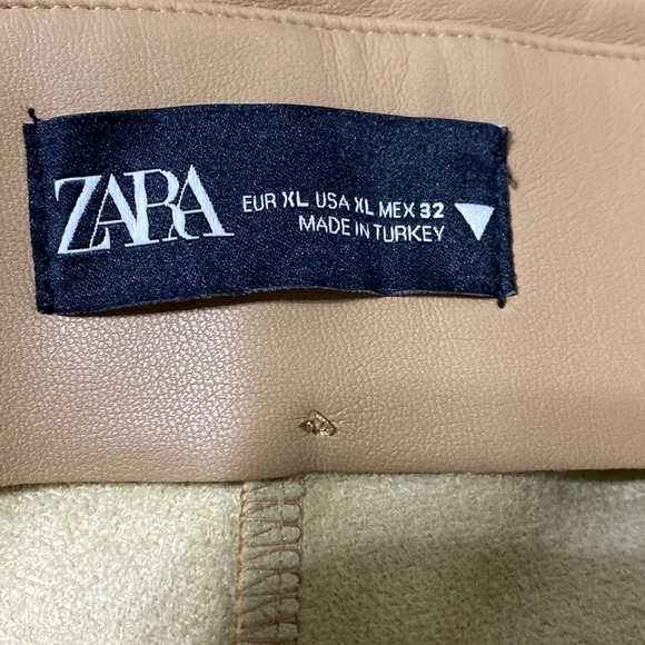 Zara Tan Faux Leather Ankle Length Leggings - Picture 7 of 7